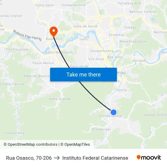 Rua Osasco, 70-206 to Instituto Federal Catarinense map