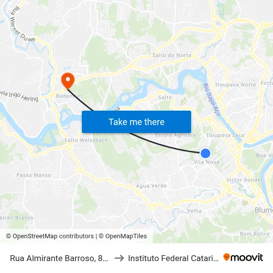 Rua Almirante Barroso, 860-870 to Instituto Federal Catarinense map