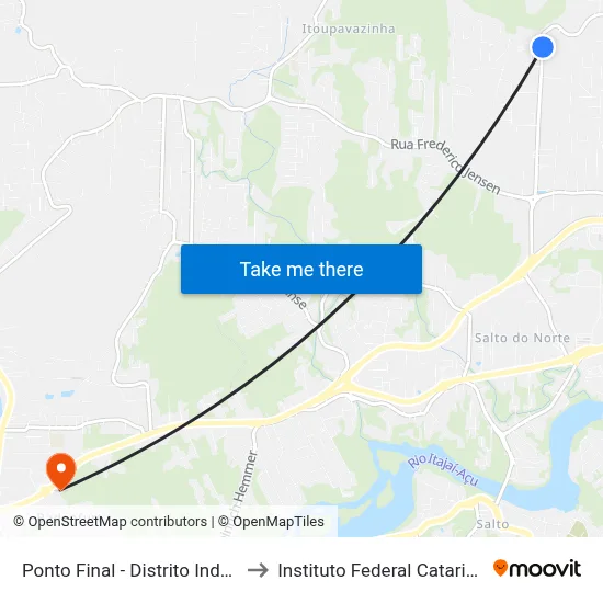 Ponto Final - Distrito Industrial to Instituto Federal Catarinense map