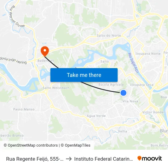 Rua Regente Feijó, 555-593 to Instituto Federal Catarinense map