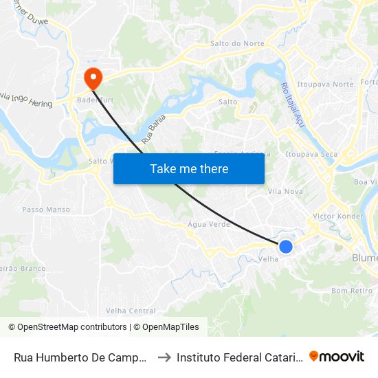 Rua Humberto De Campos, 353 to Instituto Federal Catarinense map