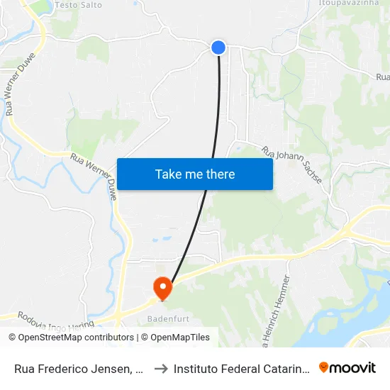 Rua Frederico Jensen, 4664 to Instituto Federal Catarinense map