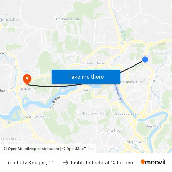 Rua Fritz Koegler, 1169 to Instituto Federal Catarinense map