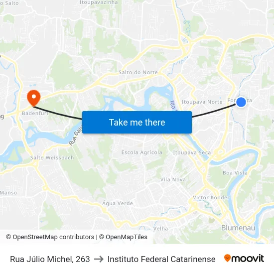 Rua Júlio Michel, 263 to Instituto Federal Catarinense map
