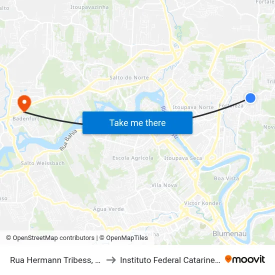 Rua Hermann Tribess, 514 to Instituto Federal Catarinense map