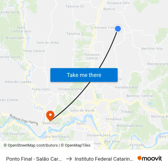Ponto Final - Salão Carolina to Instituto Federal Catarinense map