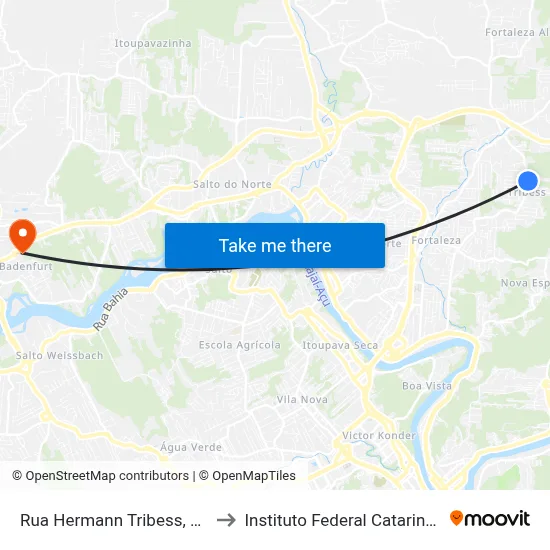 Rua Hermann Tribess, 1970 to Instituto Federal Catarinense map