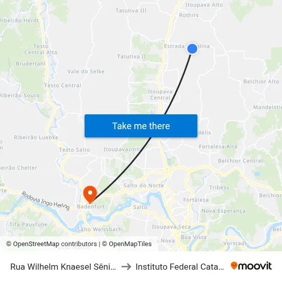 Rua Wilhelm Knaesel Sênior, 1649 to Instituto Federal Catarinense map