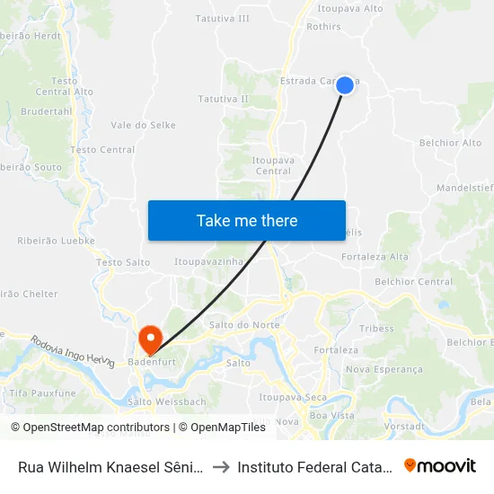Rua Wilhelm Knaesel Sênior, 2344 to Instituto Federal Catarinense map