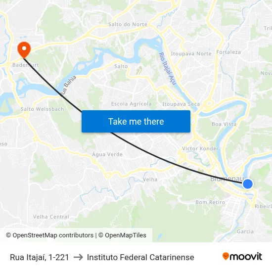 Rua Itajaí, 1-221 to Instituto Federal Catarinense map