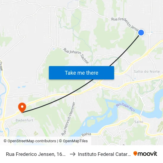Rua Frederico Jensen, 1617-1723 to Instituto Federal Catarinense map