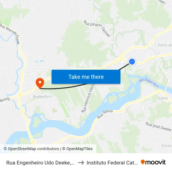 Rua Engenheiro Udo Deeke, 2102-2170 to Instituto Federal Catarinense map