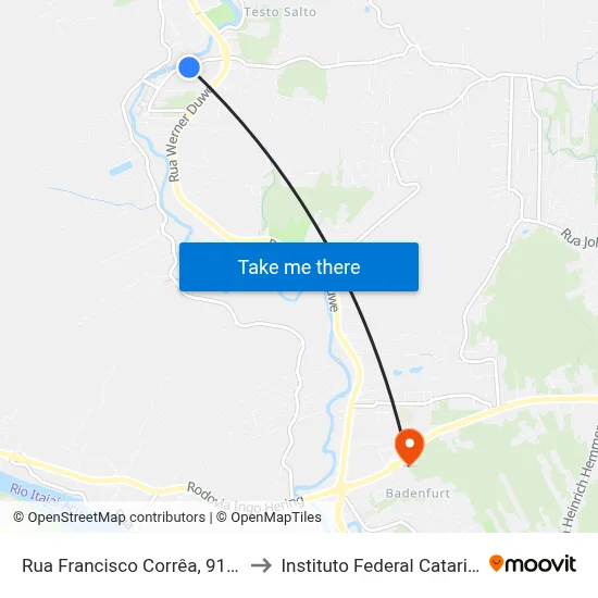 Rua Francisco Corrêa, 914-1156 to Instituto Federal Catarinense map
