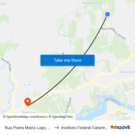 Rua Poeta Mario Lago, 87-91 to Instituto Federal Catarinense map