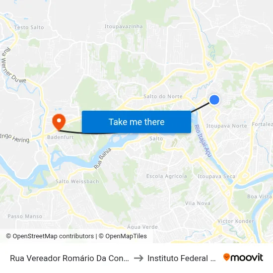 Rua Vereador Romário Da Conceição Badia, 637 to Instituto Federal Catarinense map