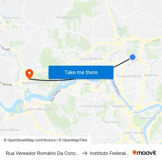 Rua Vereador Romário Da Conceição Badia, 522-554 to Instituto Federal Catarinense map