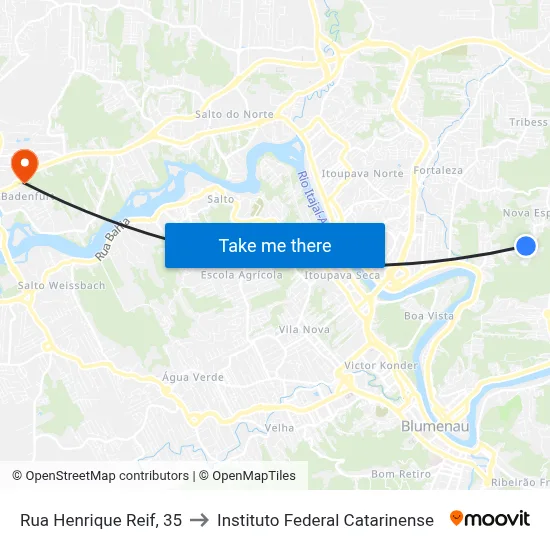 Rua Henrique Reif, 35 to Instituto Federal Catarinense map