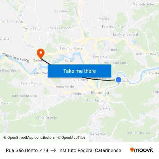 Rua São Bento, 478 to Instituto Federal Catarinense map