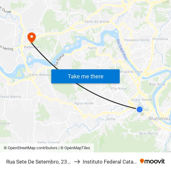 Rua Sete De Setembro, 2301-2327 to Instituto Federal Catarinense map