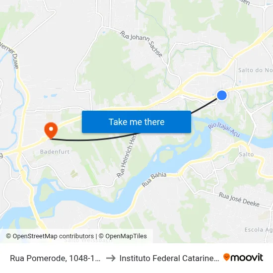 Rua Pomerode, 1048-1200 to Instituto Federal Catarinense map