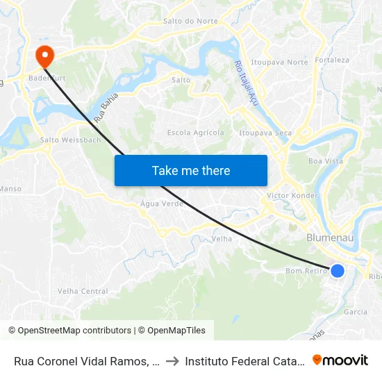 Rua Coronel Vidal Ramos, 246-382 to Instituto Federal Catarinense map