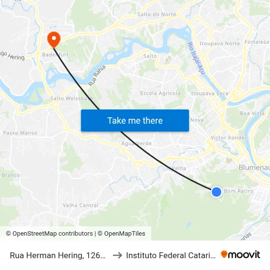 Rua Herman Hering, 1262-1328 to Instituto Federal Catarinense map