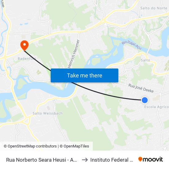 Rua Norberto Seara Heusi - Ag Escola Agrícola to Instituto Federal Catarinense map