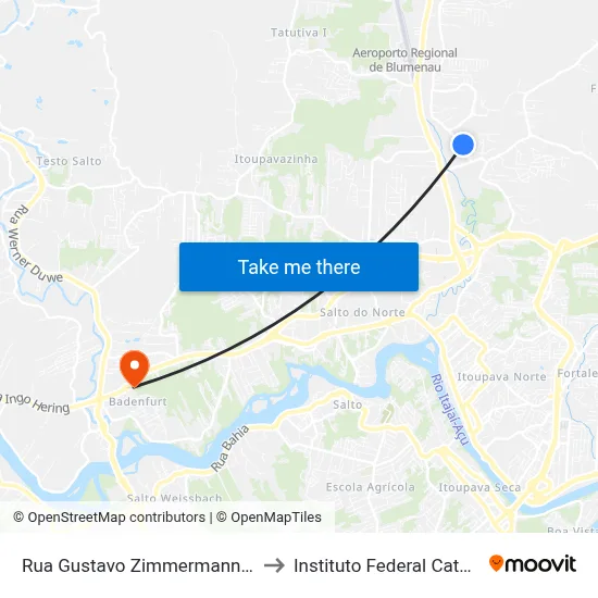 Rua Gustavo Zimmermann, 305-363 to Instituto Federal Catarinense map