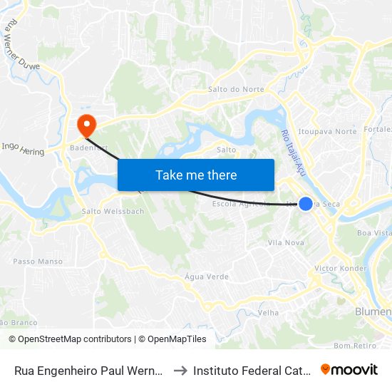 Rua Engenheiro Paul Werner - Altona to Instituto Federal Catarinense map