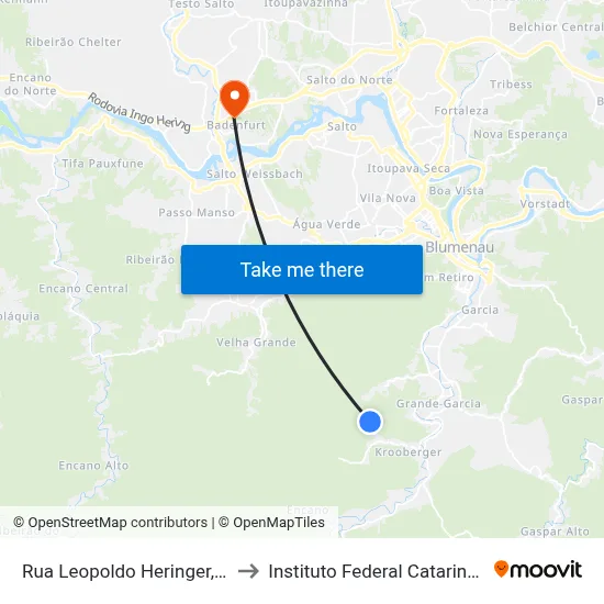 Rua Leopoldo Heringer, 780 to Instituto Federal Catarinense map