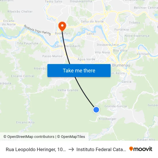 Rua Leopoldo Heringer, 1022-1080 to Instituto Federal Catarinense map