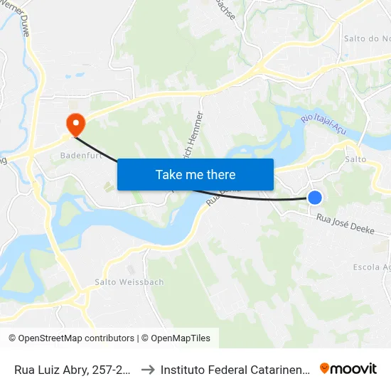 Rua Luiz Abry, 257-275 to Instituto Federal Catarinense map