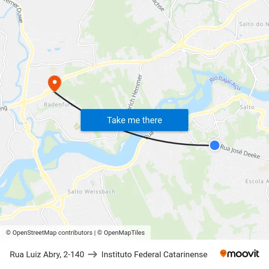 Rua Luiz Abry, 2-140 to Instituto Federal Catarinense map