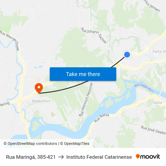 Rua Maringá, 385-421 to Instituto Federal Catarinense map