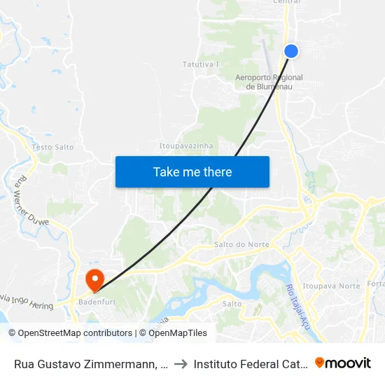 Rua Gustavo Zimmermann, 2613-2757 to Instituto Federal Catarinense map