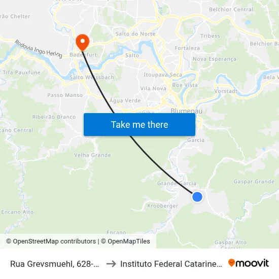 Rua Grevsmuehl, 628-742 to Instituto Federal Catarinense map