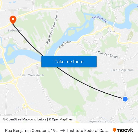 Rua Benjamin Constant, 1961-2009 to Instituto Federal Catarinense map