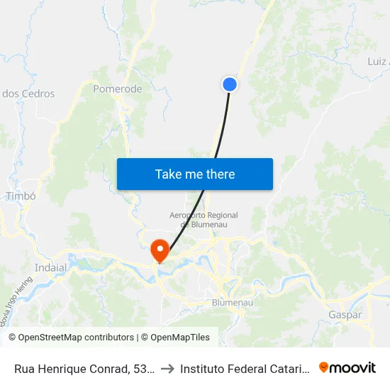 Rua Henrique Conrad, 533-595 to Instituto Federal Catarinense map