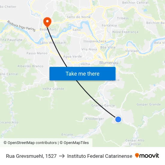 Rua Grevsmuehl, 1527 to Instituto Federal Catarinense map