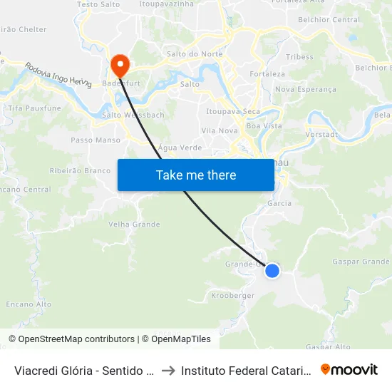 Viacredi Glória - Sentido Bairro to Instituto Federal Catarinense map