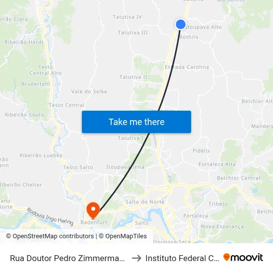 Rua Doutor Pedro Zimmermann, 13026-13182 to Instituto Federal Catarinense map