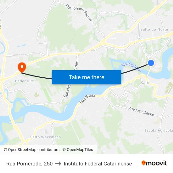 Rua Pomerode, 250 to Instituto Federal Catarinense map