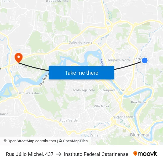 Rua Júlio Michel, 437 to Instituto Federal Catarinense map