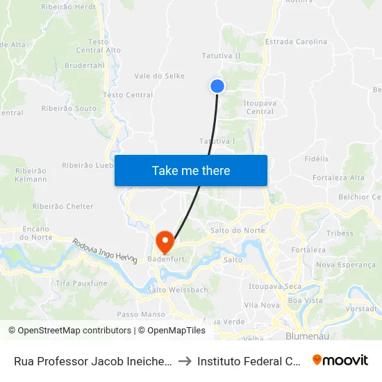 Rua Professor Jacob Ineichen, 5851-5915 to Instituto Federal Catarinense map