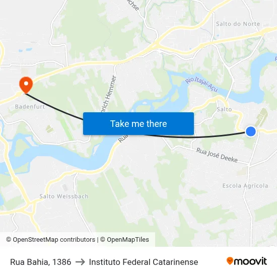 Rua Bahia, 1386 to Instituto Federal Catarinense map