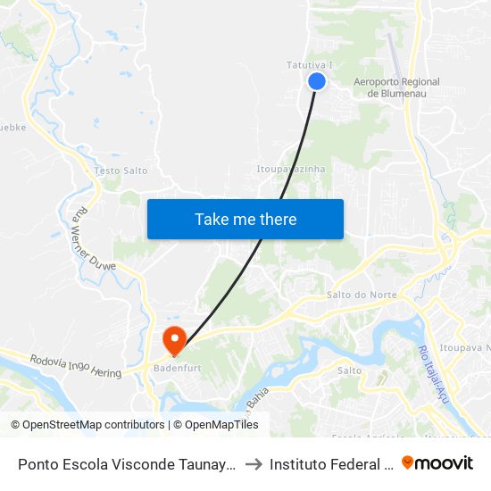 Ponto Escola Visconde Taunay - Sentido Aeroporto to Instituto Federal Catarinense map