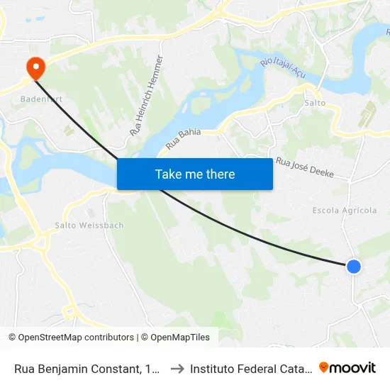 Rua Benjamin Constant, 1651-1719 to Instituto Federal Catarinense map