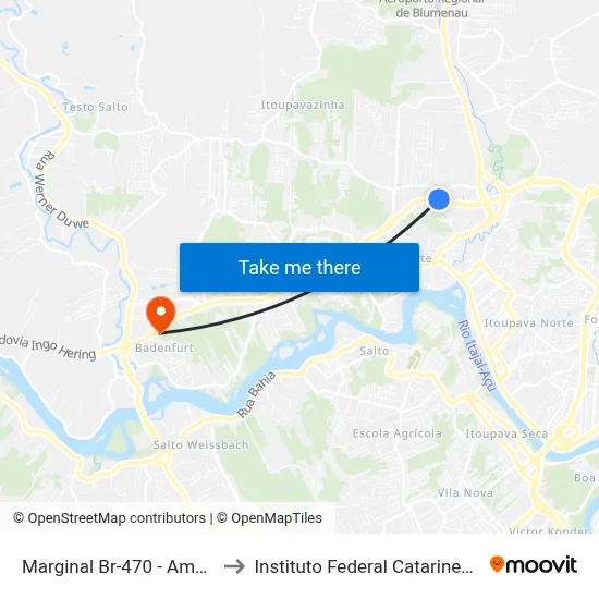 Marginal Br-470 - Ambev to Instituto Federal Catarinense map