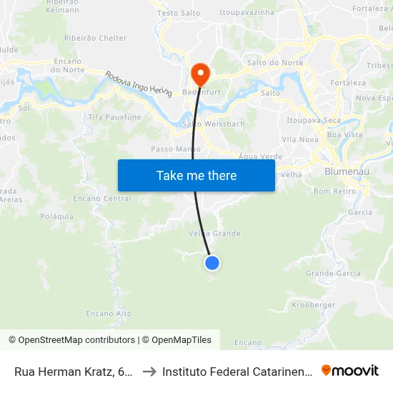 Rua Herman Kratz, 634 to Instituto Federal Catarinense map