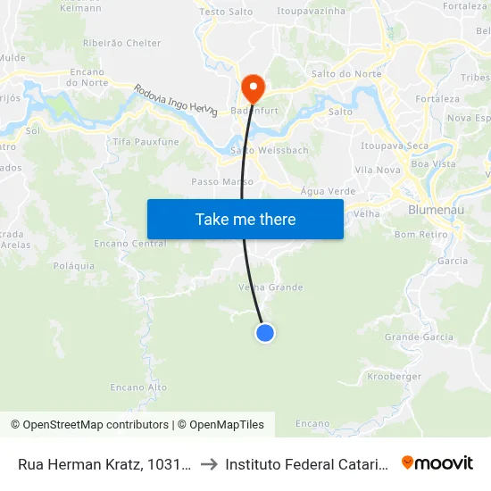 Rua Herman Kratz, 1031-1135 to Instituto Federal Catarinense map